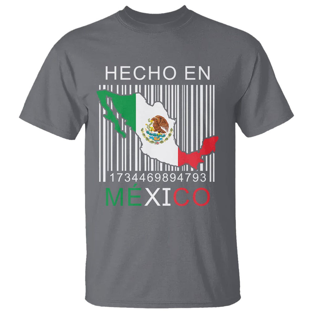 Mexican Pride T Shirt Hecho En Mexico Flag Barcode TS09 Charcoal Printyourwear