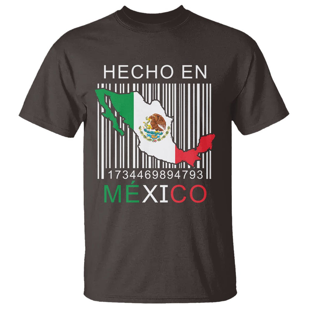 Mexican Pride T Shirt Hecho En Mexico Flag Barcode TS09 Dark Chocolate Printyourwear