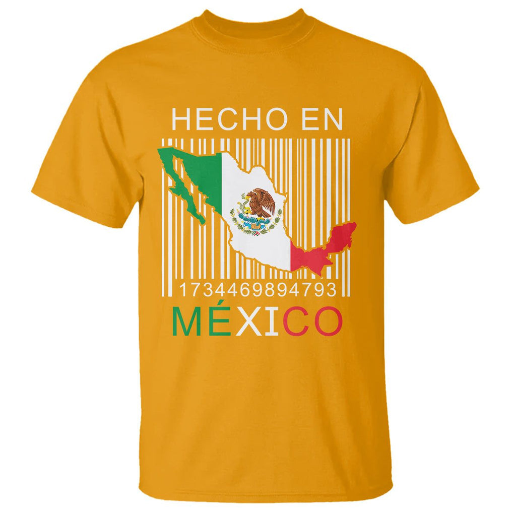 Mexican Pride T Shirt Hecho En Mexico Flag Barcode TS09 Gold Printyourwear