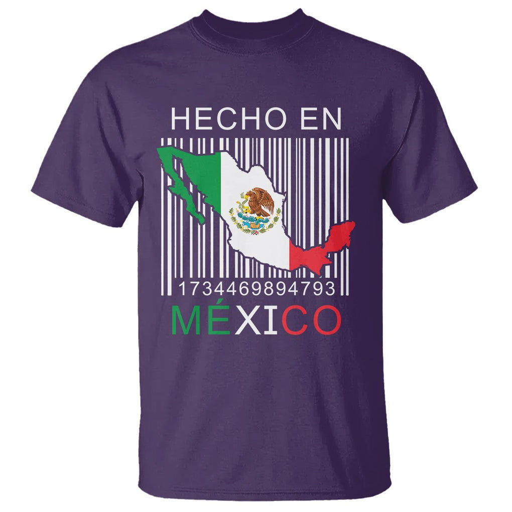 Mexican Pride T Shirt Hecho En Mexico Flag Barcode TS09 Purple Printyourwear