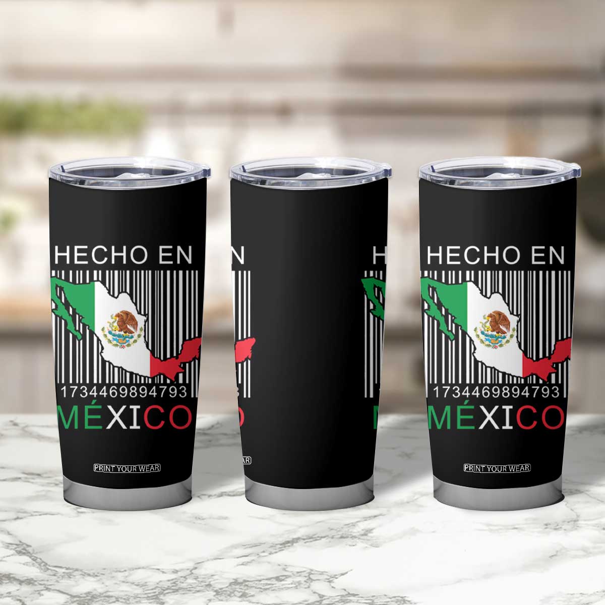 Mexican Pride Tumbler Cup Hecho En Mexico Flag Barcode TS09 Print Your Wear