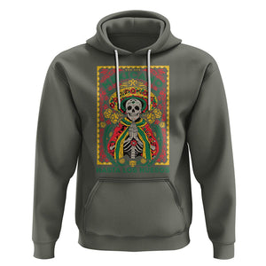 Mexican Pride Hoodie Mexicano Hasta Los Huesos Skeleton Sombrero TS09 Military Green Printyourwear