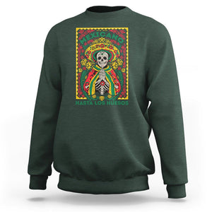 Mexican Pride Sweatshirt Mexicano Hasta Los Huesos Skeleton Sombrero TS09 Dark Forest Green Printyourwear