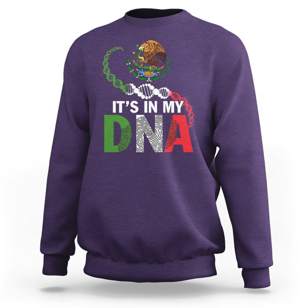 Mexican Pride Sweatshirt It's In My DNA Mexico Flag Proud Hispanic TS09 Purple Printyourwear