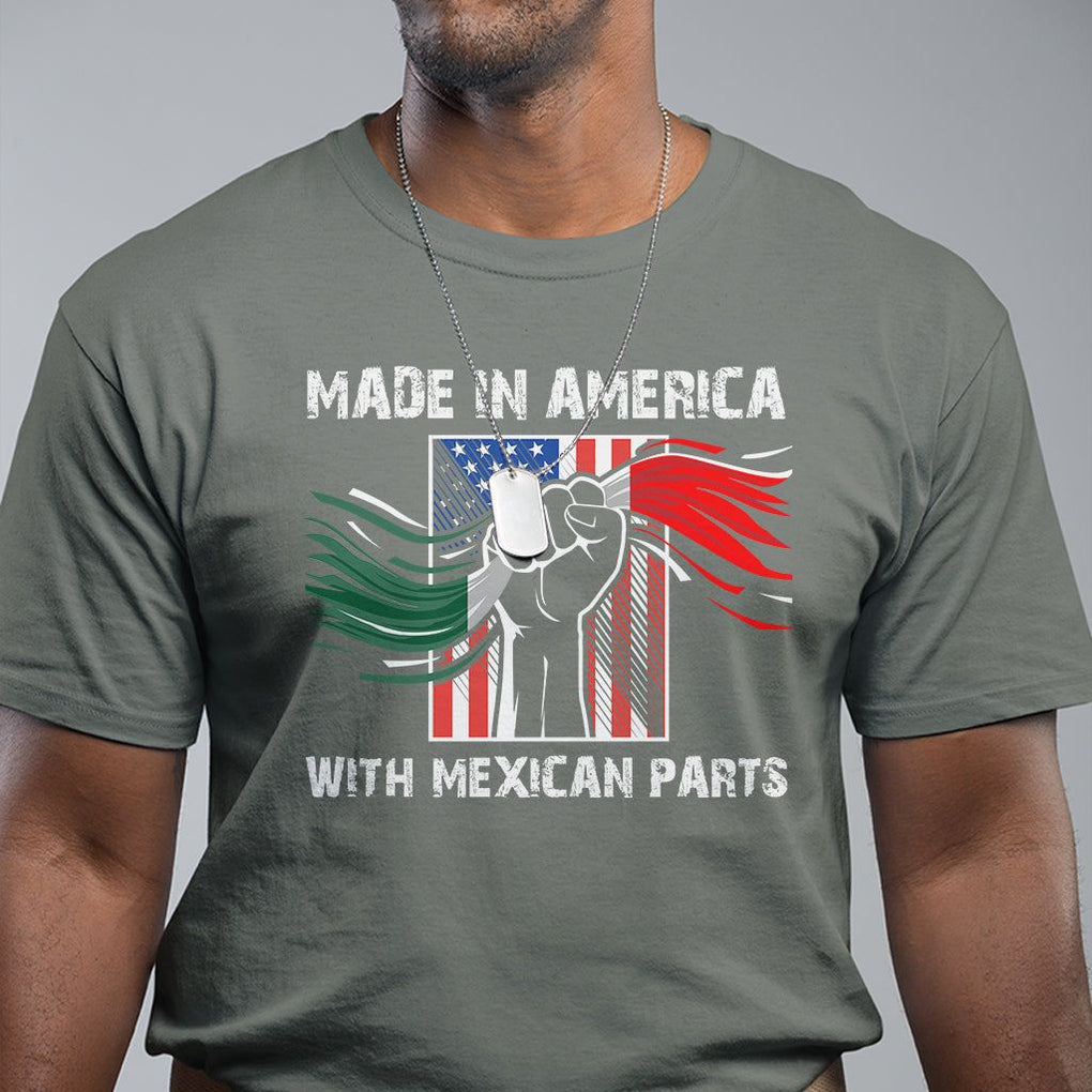 Made In America with Mexican Parts T Shirt TS09 Military Green Printyourwear