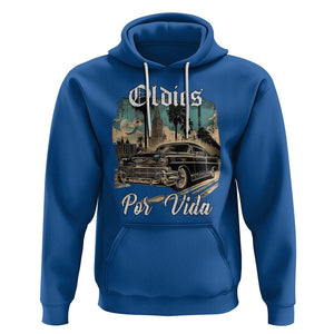 Oldies Por Vida Vintage Car Lowrider Mexican Chicano Chicana Hoodie TS09 Royal Blue Printyourwear