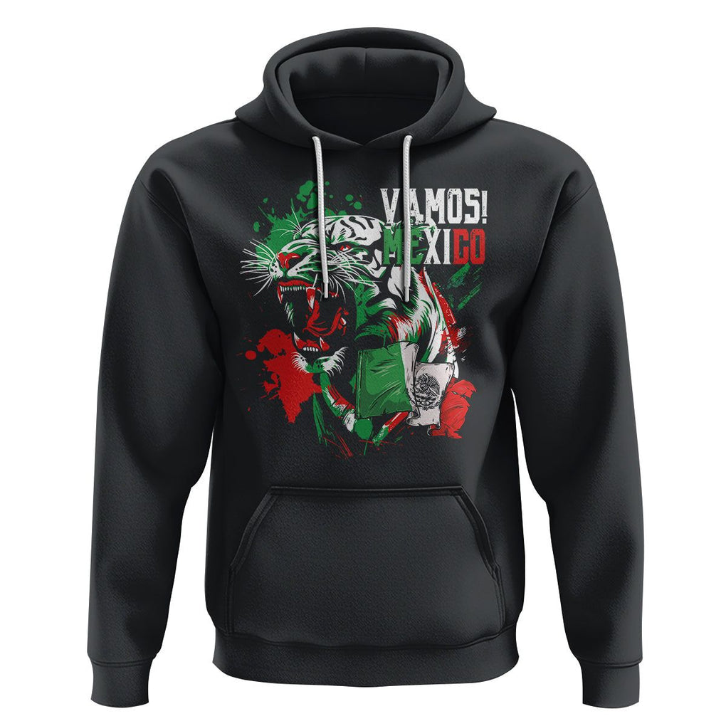 Mexican Soccer Fan Hoodie Vamos Mexico Flag Tiger TS09 Black Printyourwear