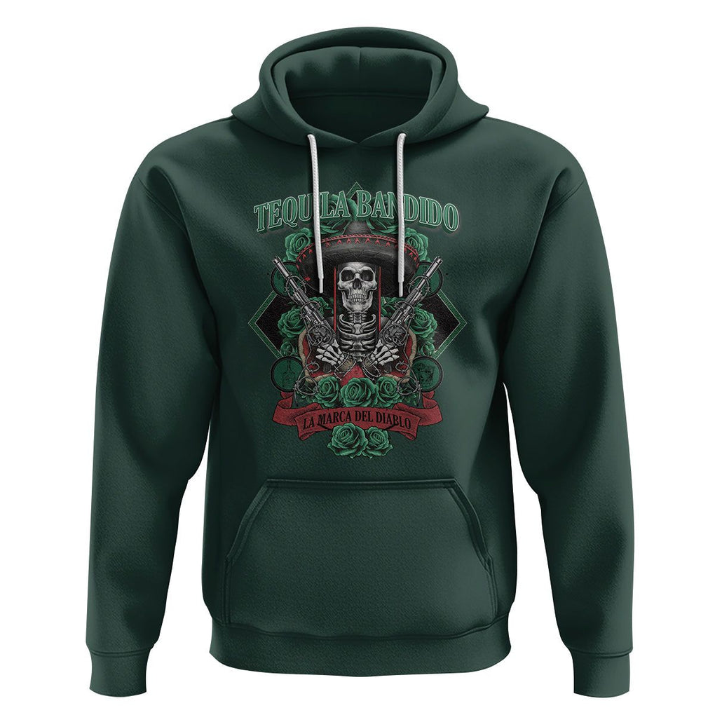 Tequila Bandido Funny Drinking Mexican Skeleton Sombrero Hoodie TS09 Dark Forest Green Printyourwear