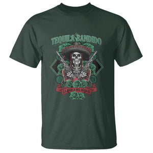 Tequila Bandido Funny Drinking Mexican Skeleton Sombrero T Shirt TS09 Dark Forest Green Printyourwear