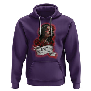 Tacos Before Vatos Chicana Chola Taco Lover Hoodie TS09 Purple Printyourwear