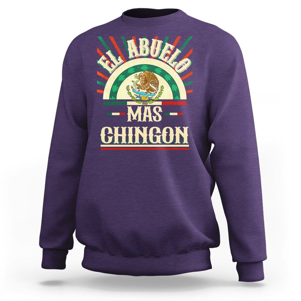 El Abuelo Mas Chingon Mexican Grandpa Mexico Father's Day Sweatshirt TS09 Purple Printyourwear