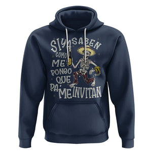 Funny Mexican Drinking Hoodie Si ya saben como me pongo pa' que me invitan Drunk Skeleton TS09 Navy Printyourwear