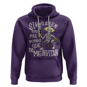 Funny Mexican Drinking Hoodie Si ya saben como me pongo pa' que me invitan Drunk Skeleton TS09 Purple Printyourwear