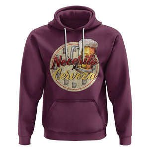 Mexican Drinking Hoodie Necesito Cerveza Mexico Beer Lover TS09 Maroon Printyourwear