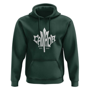 Canada Est. 1867 Maple Leaf Hoodie TS09 Dark Forest Green Print Your Wear