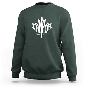 Canada Est. 1867 Maple Leaf Sweatshirt TS09 Dark Forest Green Print Your Wear