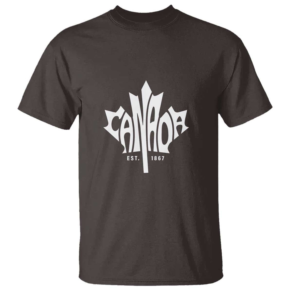 Canada Est. 1867 Maple Leaf T Shirt TS09 Dark Chocolate Print Your Wear