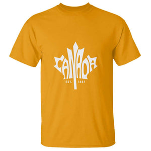 Canada Est. 1867 Maple Leaf T Shirt TS09 Gold Print Your Wear