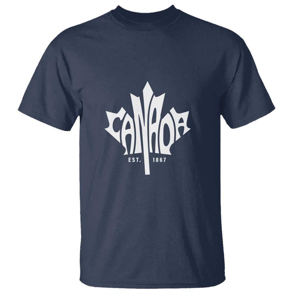 Canada Est. 1867 Maple Leaf T Shirt TS09 Navy Print Your Wear