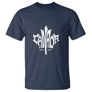 Canada Est. 1867 Maple Leaf T Shirt TS09 Navy Print Your Wear