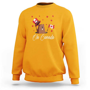 Cute Groundhog Happy Canada Day Sweatshirt TS09 Gold Print Your Wear