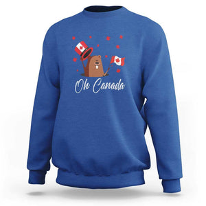 Cute Groundhog Happy Canada Day Sweatshirt TS09 Royal Blue Print Your Wear