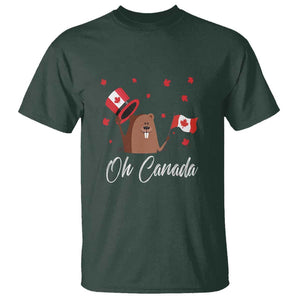 Cute Groundhog Happy Canada Day T Shirt TS09 Dark Forest Green Print Your Wear