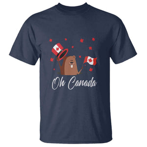 Cute Groundhog Happy Canada Day T Shirt TS09 Navy Print Your Wear