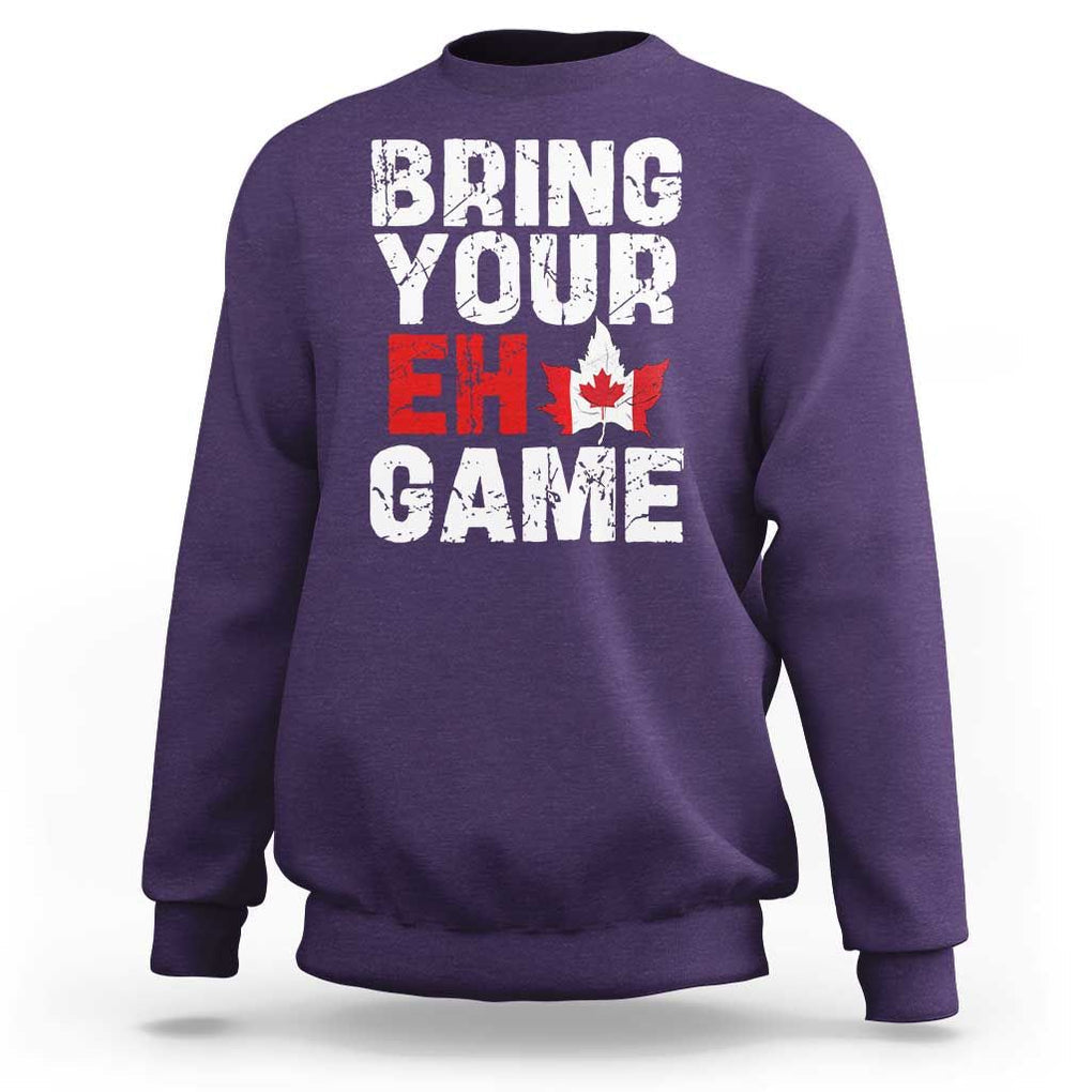 Funny Canadian Sweatshirt Bring Your Eh Game Canada Flag Maple Leaf TS09 Purple Print Your Wear