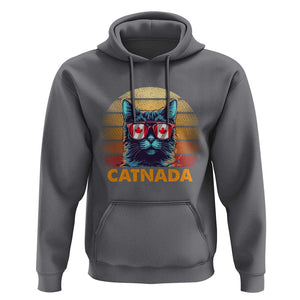 Canadian Cat Lover Hoodie Catnada Retro Cat Canada Flag Sunglass TS09 Charcoal Print Your Wear