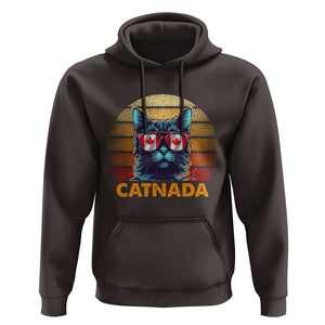 Canadian Cat Lover Hoodie Catnada Retro Cat Canada Flag Sunglass TS09 Dark Chocolate Print Your Wear