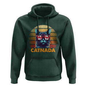 Canadian Cat Lover Hoodie Catnada Retro Cat Canada Flag Sunglass TS09 Dark Forest Green Print Your Wear