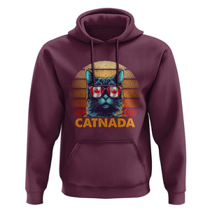 Canadian Cat Lover Hoodie Catnada Retro Cat Canada Flag Sunglass TS09 Maroon Print Your Wear