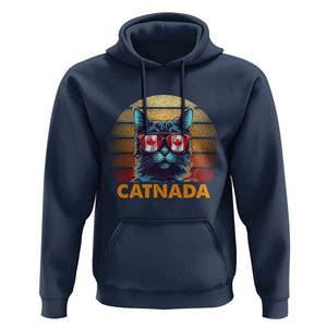 Canadian Cat Lover Hoodie Catnada Retro Cat Canada Flag Sunglass TS09 Navy Print Your Wear