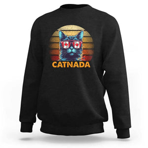 Canadian Cat Lover Sweatshirt Catnada Retro Cat Canada Flag Sunglass TS09 Black Print Your Wear