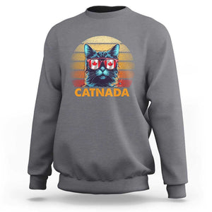 Canadian Cat Lover Sweatshirt Catnada Retro Cat Canada Flag Sunglass TS09 Charcoal Print Your Wear