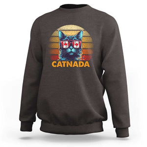 Canadian Cat Lover Sweatshirt Catnada Retro Cat Canada Flag Sunglass TS09 Dark Chocolate Print Your Wear