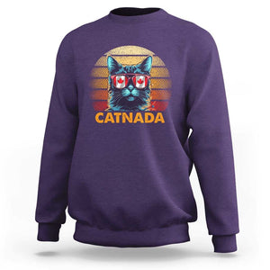 Canadian Cat Lover Sweatshirt Catnada Retro Cat Canada Flag Sunglass TS09 Purple Print Your Wear