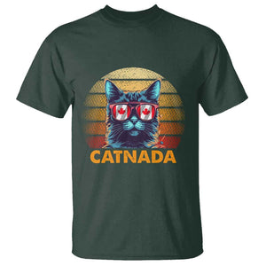 Canadian Cat Lover T Shirt Catnada Retro Cat Canada Flag Sunglass TS09 Dark Forest Green Print Your Wear