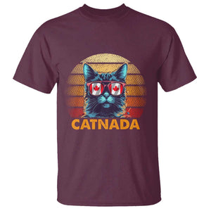 Canadian Cat Lover T Shirt Catnada Retro Cat Canada Flag Sunglass TS09 Maroon Print Your Wear