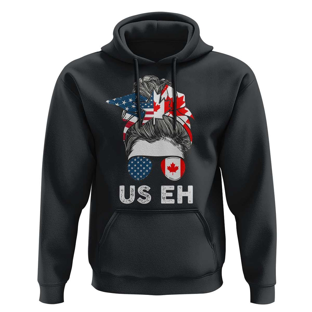 American Canadian Hoodie US EH Messy Bun USA Canada Flag TS09 Black Print Your Wear