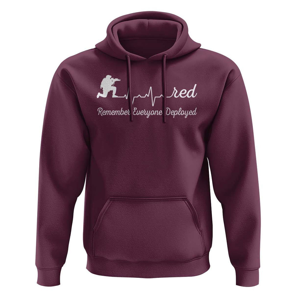 Red Friday Hoodie Remember Everyone Deployed Heartbeat TS09 Maroon Print Your Wear