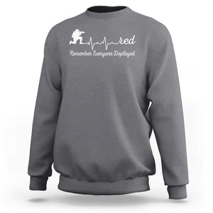 Red Friday Sweatshirt Remember Everyone Deployed Heartbeat TS09 Charcoal Print Your Wear