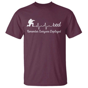 Red Friday T Shirt Remember Everyone Deployed Heartbeat TS09 Maroon Print Your Wear