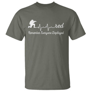 Red Friday T Shirt Remember Everyone Deployed Heartbeat TS09 Military Green Print Your Wear