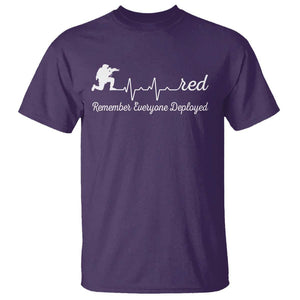 Red Friday T Shirt Remember Everyone Deployed Heartbeat TS09 Purple Print Your Wear