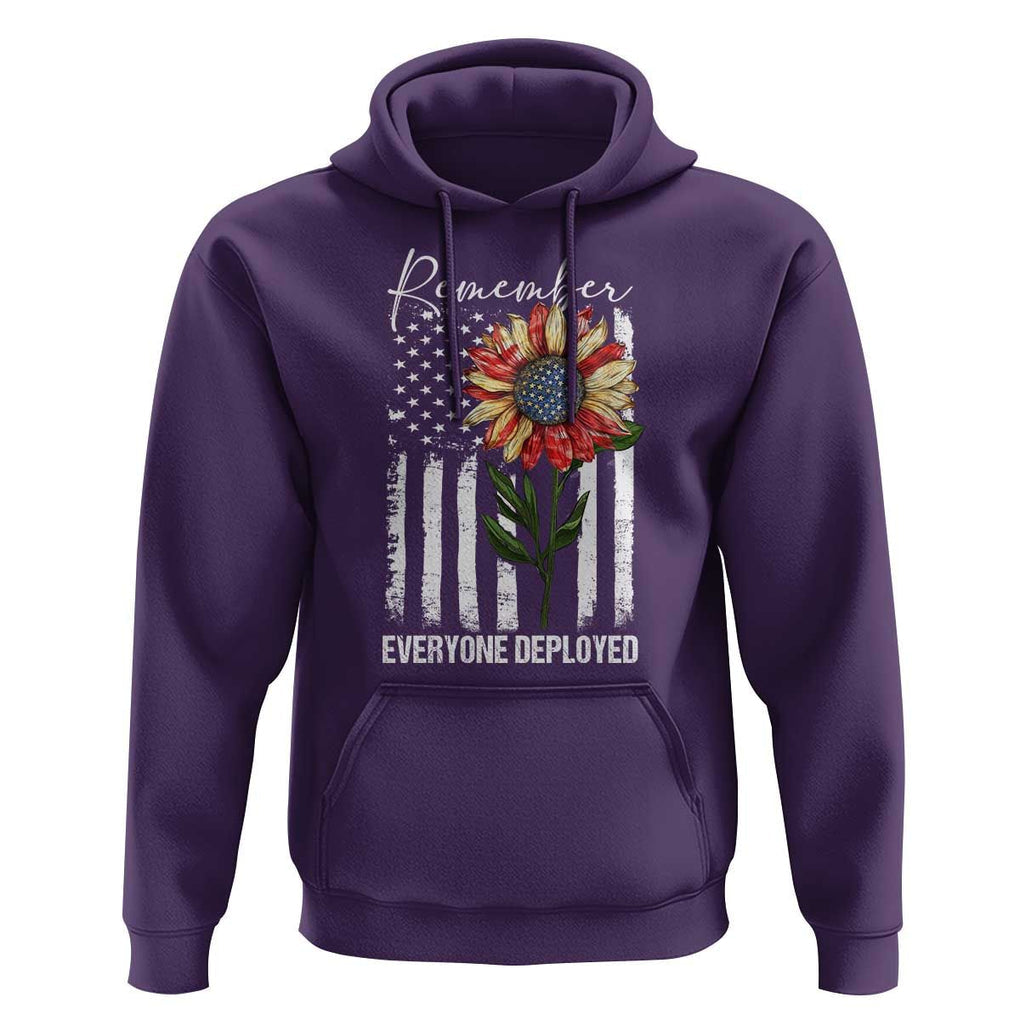 Red Friday Hoodie Remember Everyone Deployed American Flag Sunflower TS09 Purple Print Your Wear