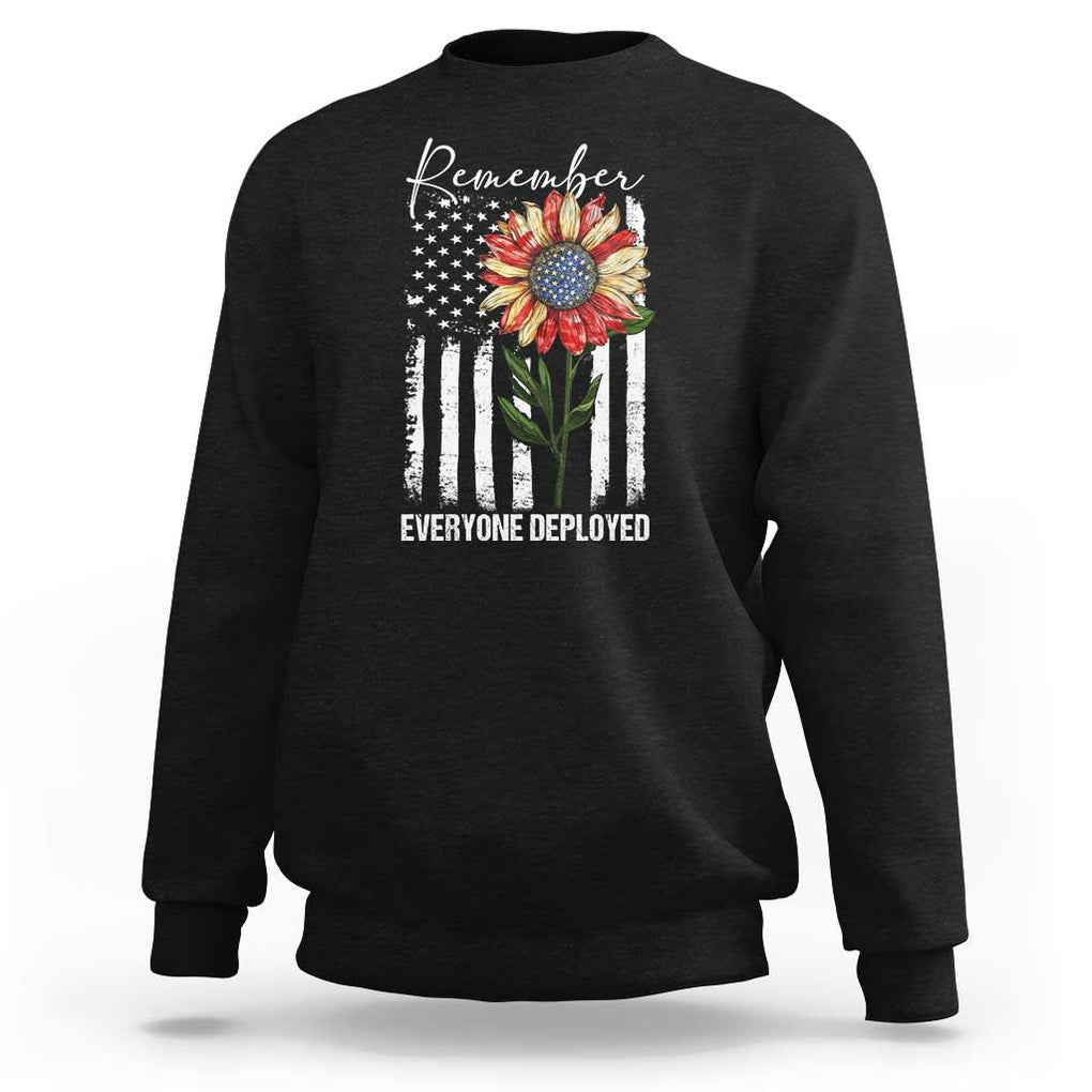 Red Friday Sweatshirt Remember Everyone Deployed American Flag Sunflower TS09 Black Print Your Wear