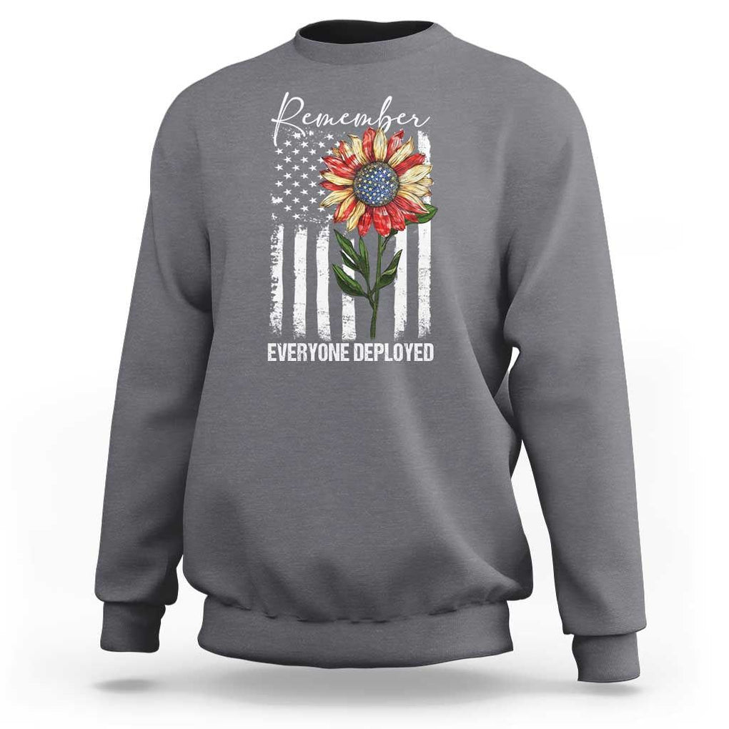 Red Friday Sweatshirt Remember Everyone Deployed American Flag Sunflower TS09 Charcoal Print Your Wear