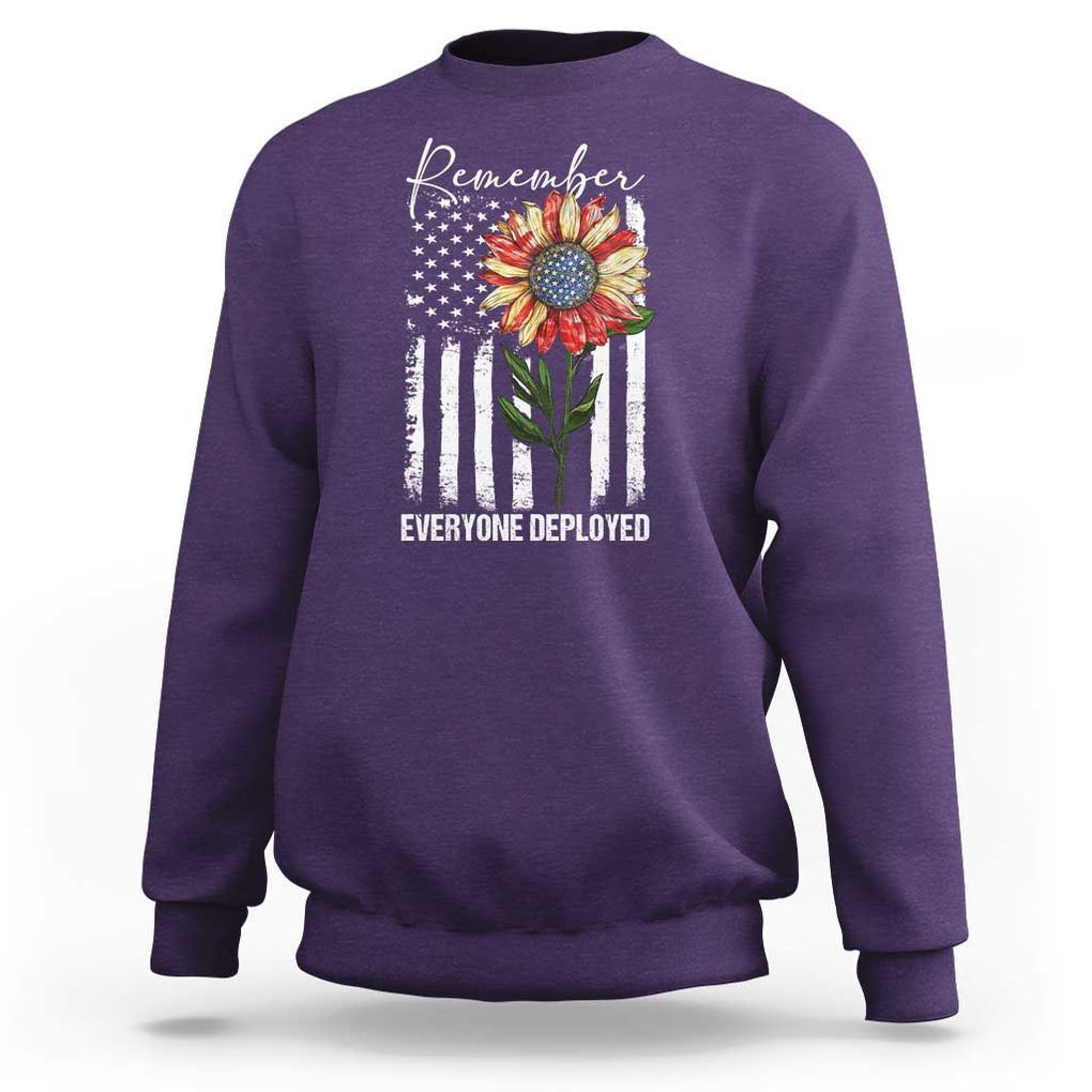 Red Friday Sweatshirt Remember Everyone Deployed American Flag Sunflower TS09 Purple Print Your Wear